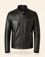 Alveraz | Men's Black Sheepskin Biker Leather Jacket