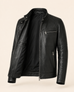 Alveraz | Men's Black Sheepskin Biker Leather Jacket - Image 3