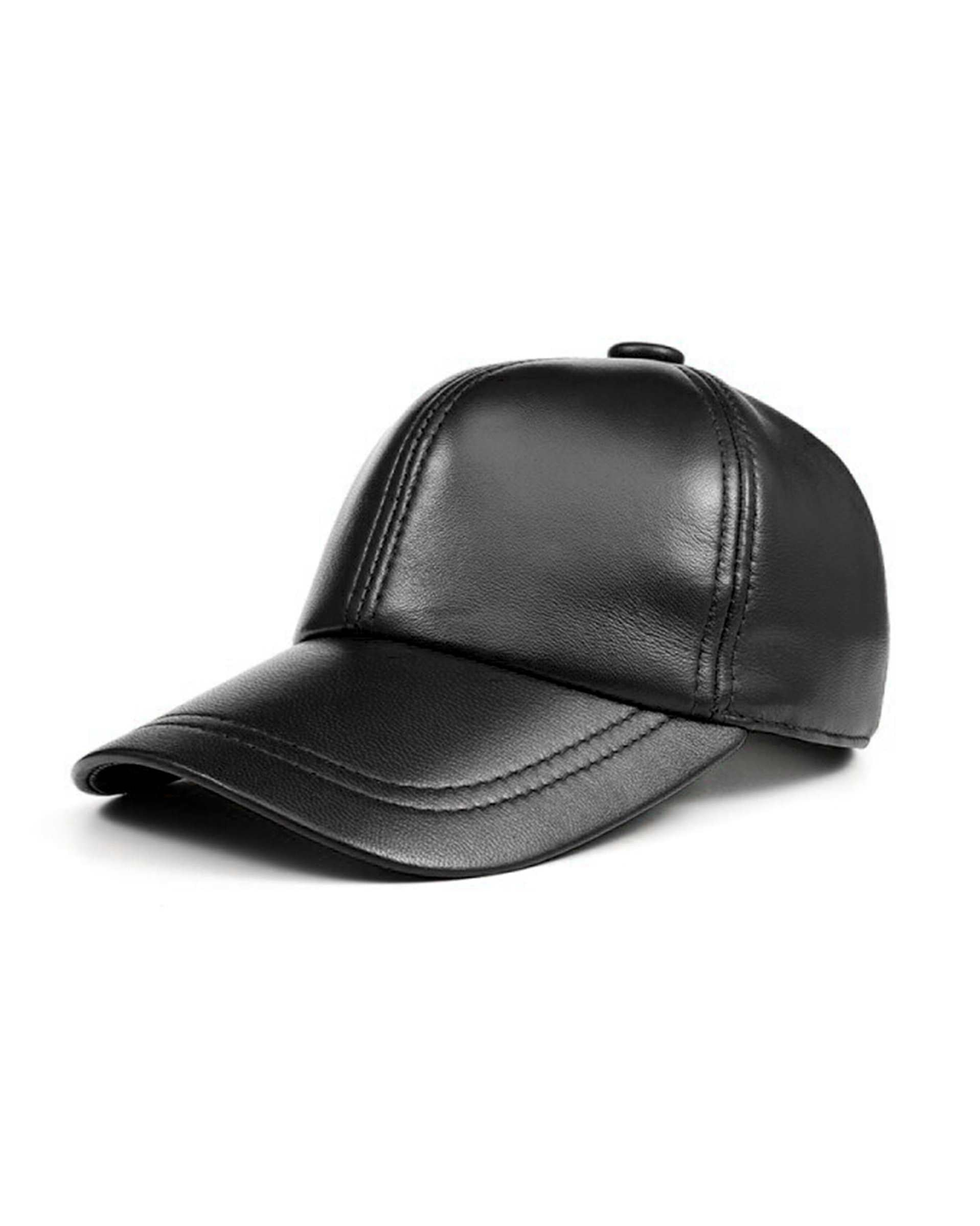 Black_Baseball_Cap_by_Kordovan_front.png Genuine Sheep Leather Adjustable Baseball Cap // Unisex - Image 1