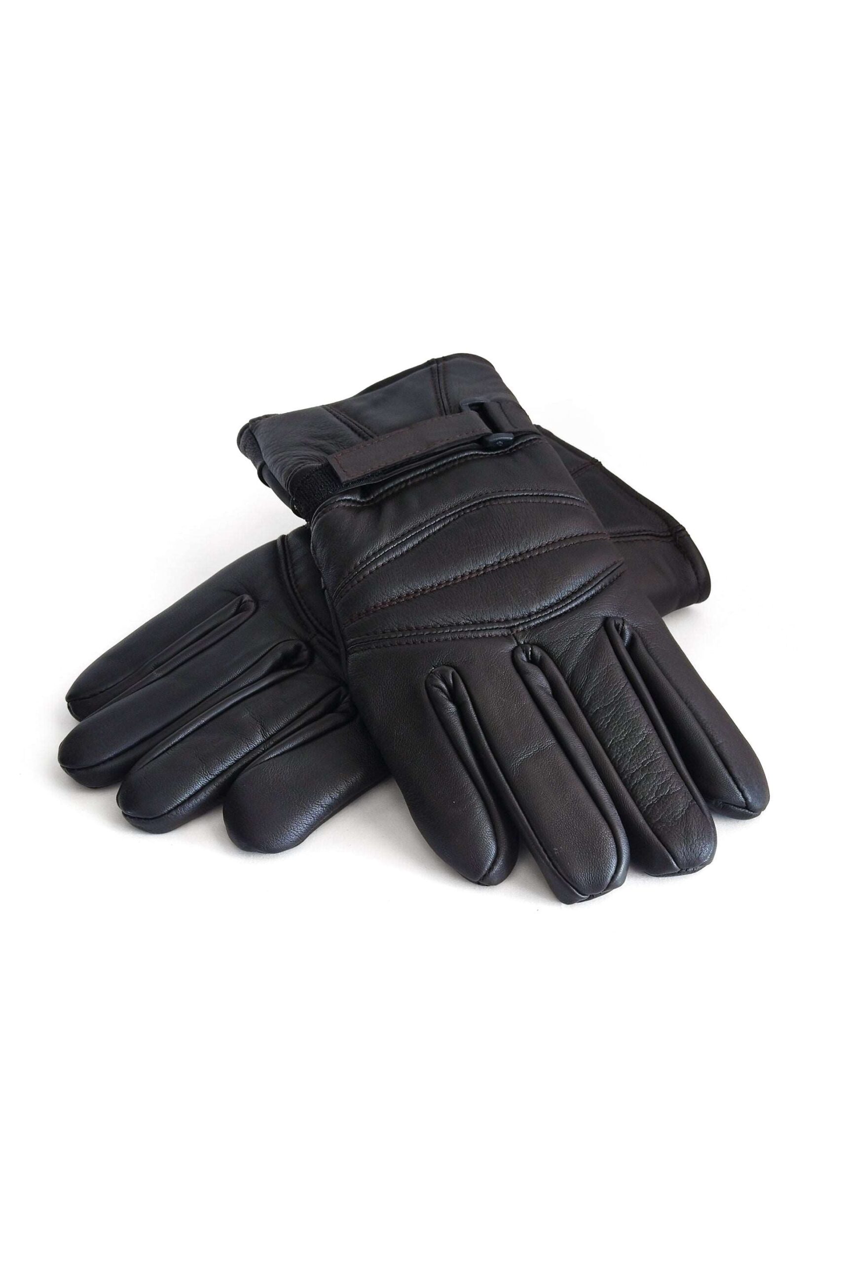 Blk1-_1.jpg Durable Men's Sheep Leather Winter Gloves // Black - Image 1