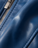 Cobalt | Men's Blue Leather Bomber Jacket - Image 4