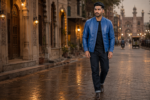 Cobalt | Men's Blue Leather Bomber Jacket - Image 5