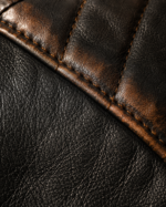 Durham Waxed | Men's Black Leather Biker Jacket with Brown Accents - Image 4