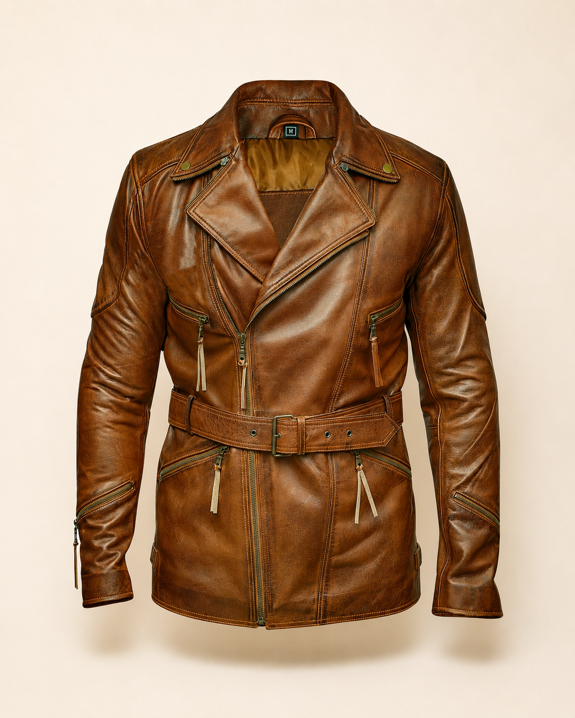 HAwkeye_1.png Hawkeye | Men's Brown Sheepskin Double Breasted Leather Jacket - Image 1
