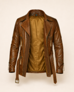 Hawkeye | Men's Brown Sheepskin Double Breasted Leather Jacket - Image 3