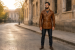 Hawkeye | Men's Brown Sheepskin Double Breasted Leather Jacket - Image 5