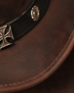 KORDOVAN's Premium Leather Western Cowboy Hat // Studs band // Burgundy - Image 4