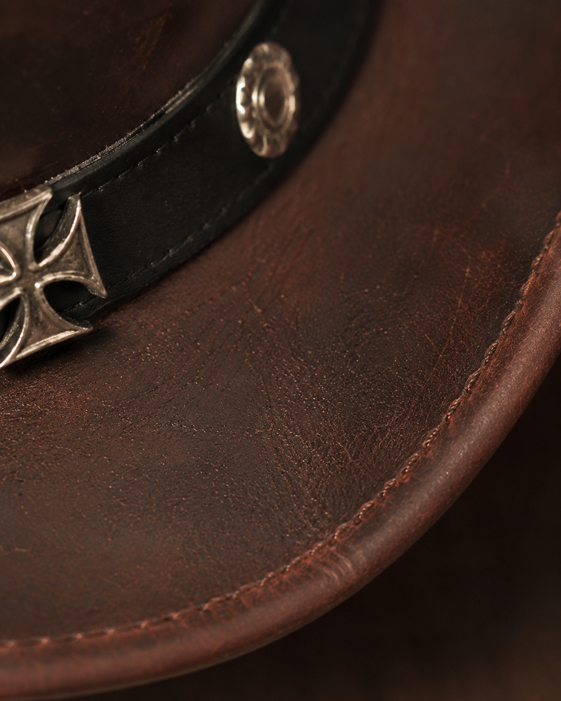 KORDOVAN's Premium Leather Western Cowboy Hat // Studs band // Burgundy - Image 4