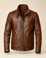 Maverick | Men's Brown Leather Biker Jacket