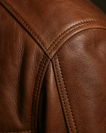 Maverick | Men's Brown Leather Biker Jacket - Image 4