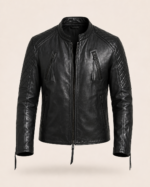 Nightfall | Men's Diamond Quilted Black Leather Biker Jacket