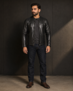 Shadow Rider | Men's Black Cafe Racer Leather Jacket - Image 2