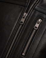 Stryker | Men's Black Zippered Accents Leather Biker Jacket - Image 4