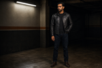 Stryker | Men's Black Zippered Accents Leather Biker Jacket - Image 5