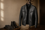 The Iconic | Men's Black Leather Biker Jacket - Image 5
