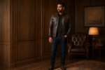 The Spy | Men's Brown Leather Bomber Jacket - Image 5